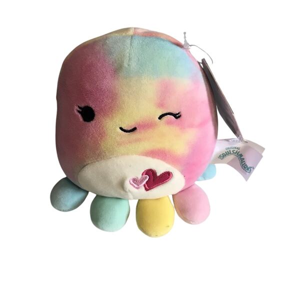 Squishmallow Plush Toy 5" Tie dye Opal Octopus rainbow squishy squid Valentines - Picture 1 of 4